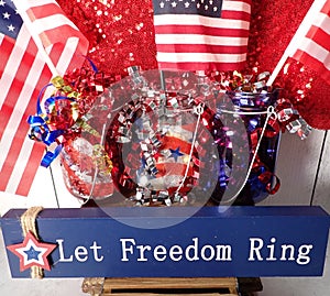 Let freedom ring, July 4th American Independence day, fireworks, red, white, & blue