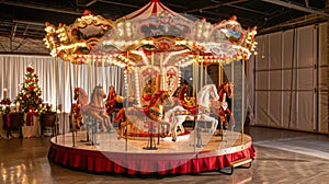Let the magic of our Vintage Carousel podium add a touch of playfulness to your event with its rotating horses and