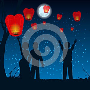 Let people silhouette sky lanterns into the sky