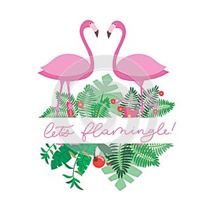 Let`s flamingle lettering inscription for party or greeting card photo