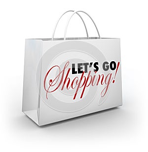 Let's Go Shopping White Merchandise Bag Words photo