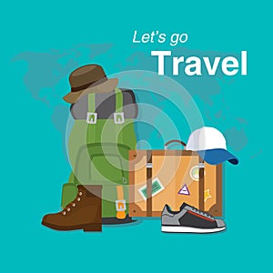 Let's go travel around the world illustration