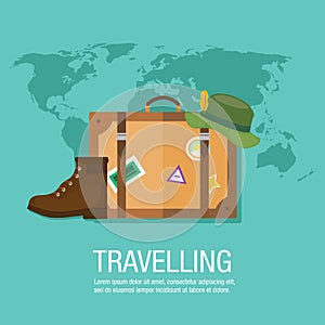 Let's go travel around the world illustration