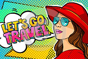 Let s go travel Message in pop art style