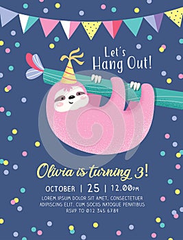 Let`s hang out! Kids birthday party invitation card