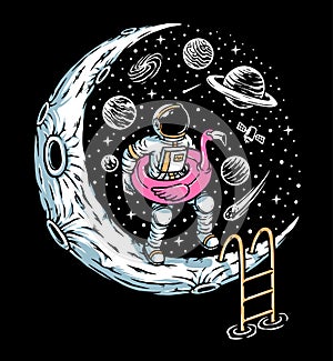 Let`s play in the moon pool illustration