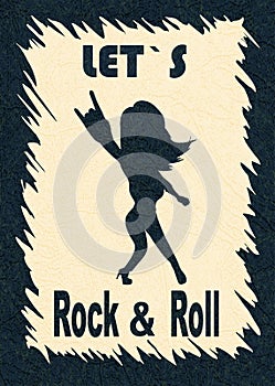 Let s rock and roll, illustration showing the silhouette of the fan.