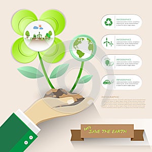 Let's save the Earth, Ecology concept infographics