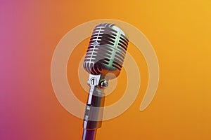 Let's sing Stylish retro microphone on a colored background