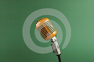 Let's sing Stylish retro microphone on a colored background