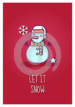 Let it snow greeting card with color icon element