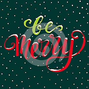 Let it snow, hand written lettering, snowflakesl, winter vector holiday illustration