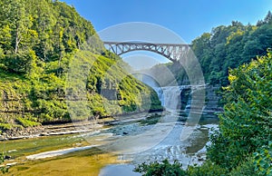 Letchworth State Park Waterfall Flowing Through Scenic Natural Landscape