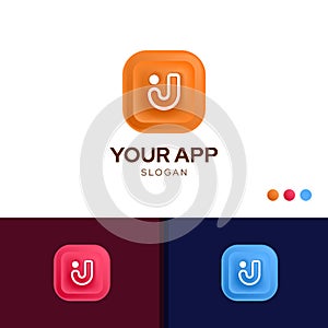 Leter J simple dot logo app design template vector