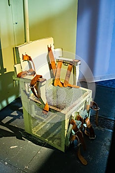 Lethal injection metal prison chair in the cell