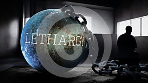 Lethargy - a metaphorical view of exhausting human struggle with lethargy. Taxing and strenuous fight against a heavy we