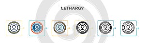 Lethargy vector icon in 6 different modern styles. Black, two colored lethargy icons designed in filled, outline, line and stroke