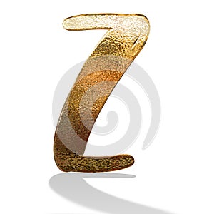 3d gold metal letter z with shadow isolated white background photo