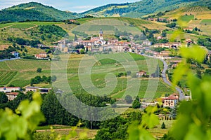 Letra village and vineyards landscape in France photo