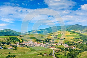 Letra village and vineyards landscape in France photo