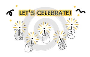 Lets celebrate monochrome greeting card vector