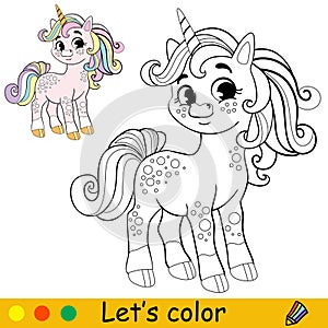 Lets color pretty unicorn kids coloring vector