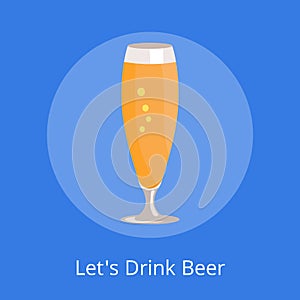 Lets Drink Beer Icon Pilsner Glass Beer Isolated