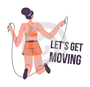 Lets get moving, sports and exercises logotype