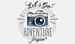 Lets go adventure begin lettering logo sign