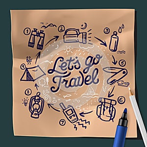 Lets go travel, adventure motivation concept