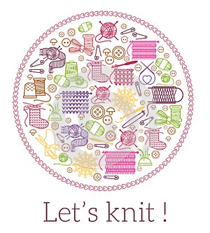 Lets knit. Knitting and needlework sign