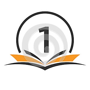 Letter 1 Education Logo Book Concept. Training Career Sign, University, Academy Graduation Logo Template Design
