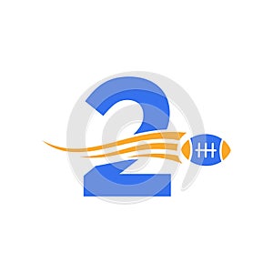 Letter 2 Rugby, American Football Logo Combine With Rugby Ball Icon For American Soccer Club Vector Symbol