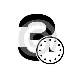 Letter 3 Clock Logo Design Vector Template