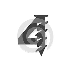 Letter 4 Screw Logo Template For Construction Ironmonger Symbol Design