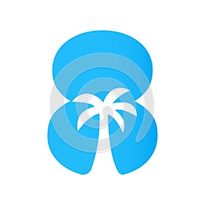 Letter 8 Palm Tree Logo Design Concept For Travel Beach Landscape Icon Vector Template