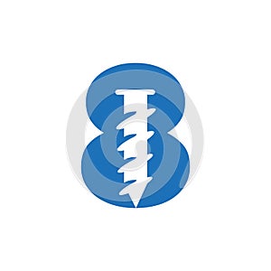 Letter 8 Screw Logo Template For Construction Ironmonger Symbol Design