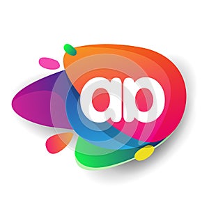 Letter AA logo with colorful splash background, letter combination logo design for creative industry, web, business and company