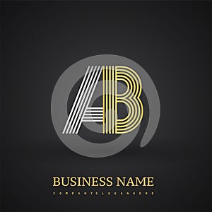 Letter AB logo design. Elegant gold and silver colored, symbol for your business name or company identity