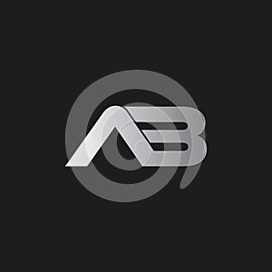 Letter ab simple linked geometric logo vector