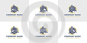 Letter ABE, AEB, BAE, BEA, EAB, EBA Hexagonal Technology Logo Set. Suitable for any business photo