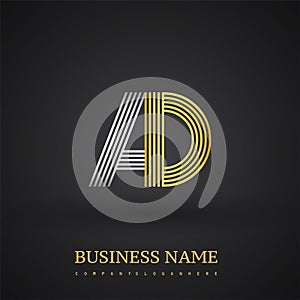 Letter AD logo design. Elegant gold and silver colored, symbol for your business name or company identity