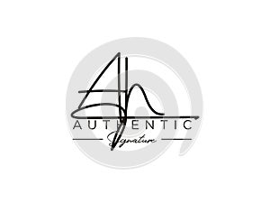 Letter AH Signature Logo Template Vector