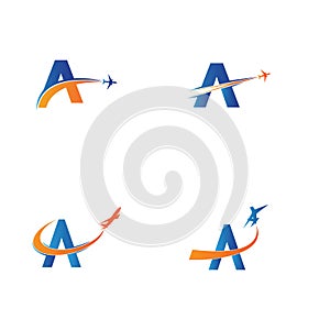 letter A Air travel logo design template-vector