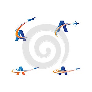 letter A Air travel logo design template-vector