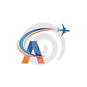 letter A Air travel logo design template-vector