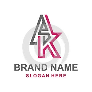 Letter AK modern stylish illustration logo design template, logo on white background