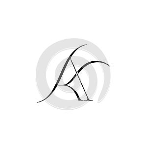 letter ak simple curves overlapping thin elegant logo vector