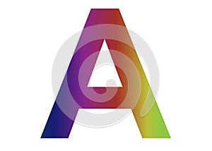 Letter A of the alphabet made with colors of the rainbow