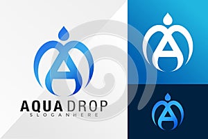 Letter A Aqua Drop Logo Design Vector illustration template